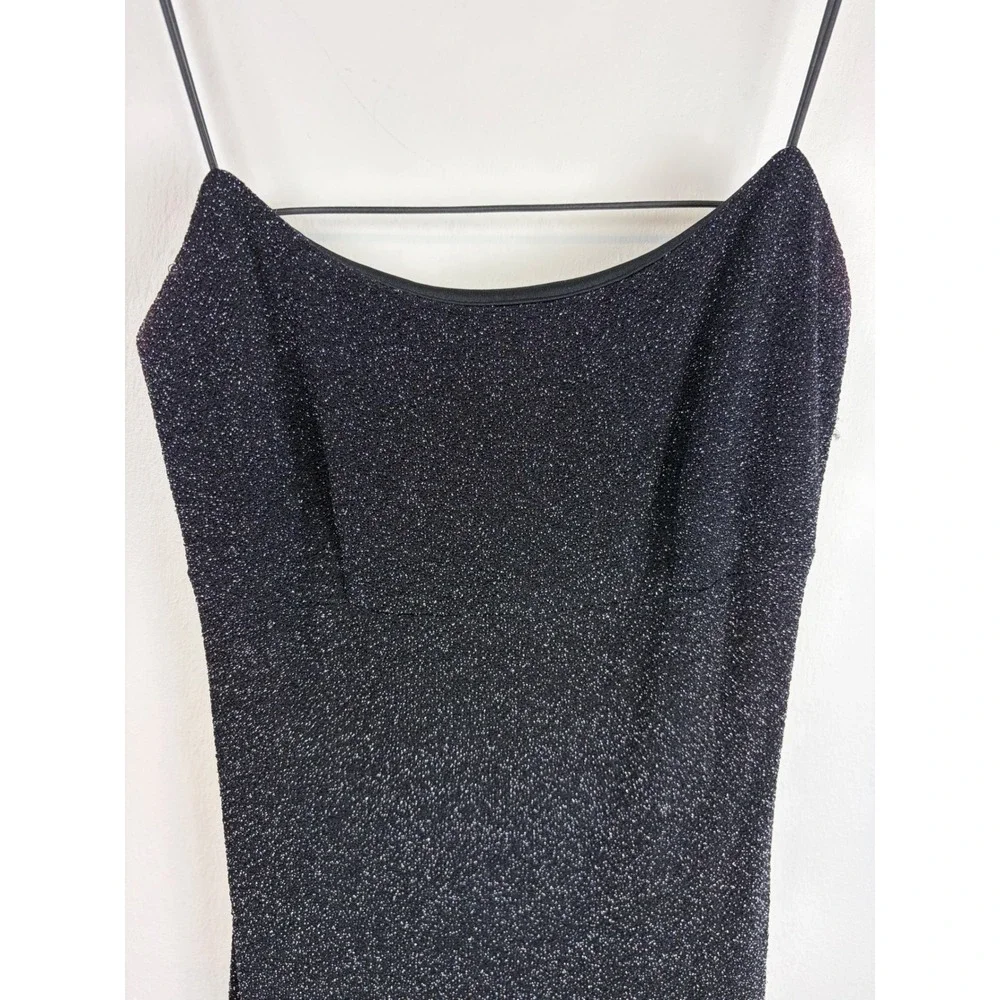City Triangles Maxi Dress XS Black Sparkly 90s Y2K Prom Open Back Glitter Sexy